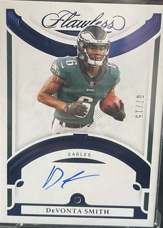 DeVonta Smith 2021 Flawless #RGS-DVS Rookie Gems Signatures - Sapphire /15 Rookie RAW