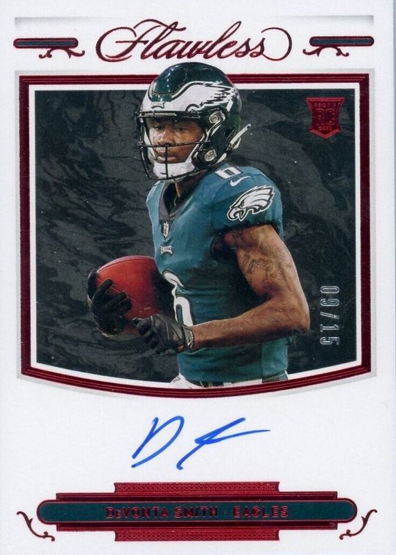 DeVonta Smith 2021 Flawless #RSS-DVS Rookie Shadow Signatures - Ruby (/15) Rookie PSA 7.5