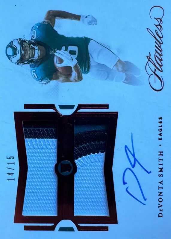 DeVonta Smith 2021 Flawless #RDPA-DVS Rookie Dual Patch Auto - Ruby (/15) Rookie SGC 10