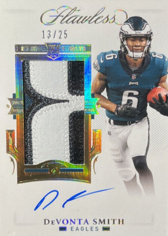 DeVonta Smith 2021 Flawless #RPA-DVA Rookie Patch Auto (/25) Rookie PSA 10