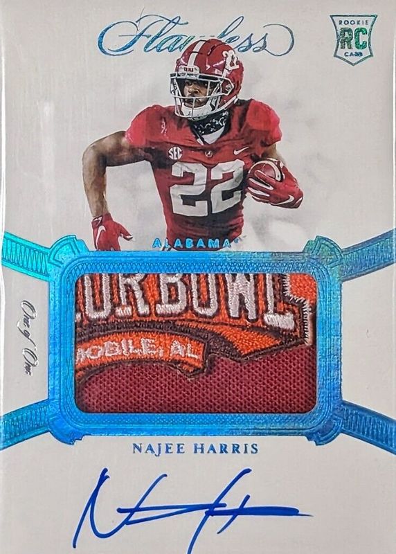 Najee Harris 2021 Flawless #RPA-NHA Rookie Patch Auto - Platinum /1 PSA 10