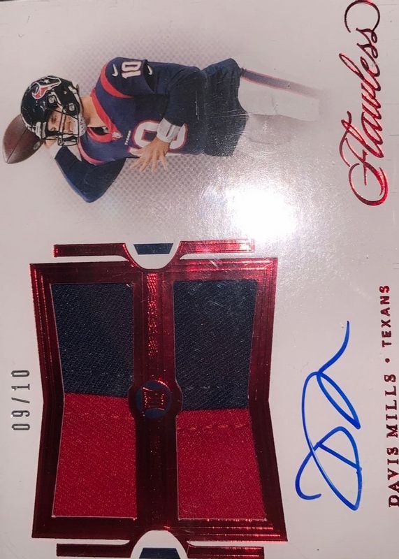 Davis Mills 2021 Flawless #RDPA-DMI Rookie Dual Patch Auto - Ruby (/10) RAW