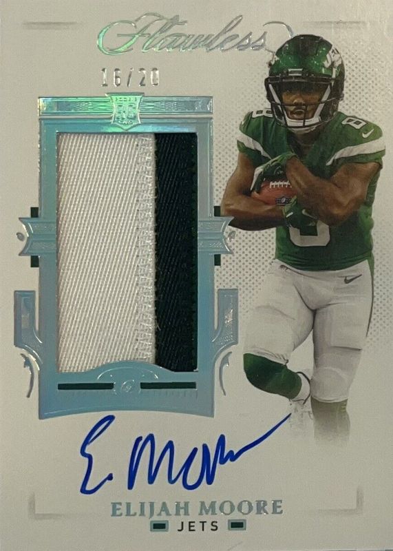 Elijah Moore 2021 Flawless #RPA-EMO Rookie Patch Auto - Silver (/20) PSA 10