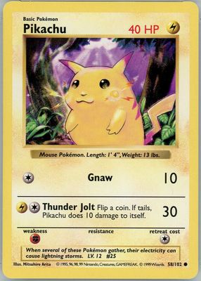 1999 Pokemon Game #58 Shadowless (Yellow Cheeks)