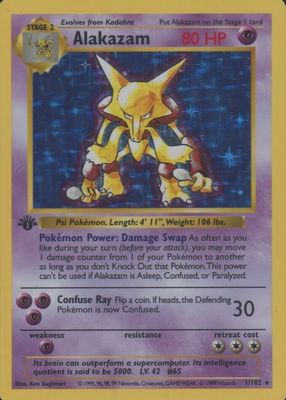 Alakazam 1999 Pokemon Game #1 Shadowless Holo Price Guide