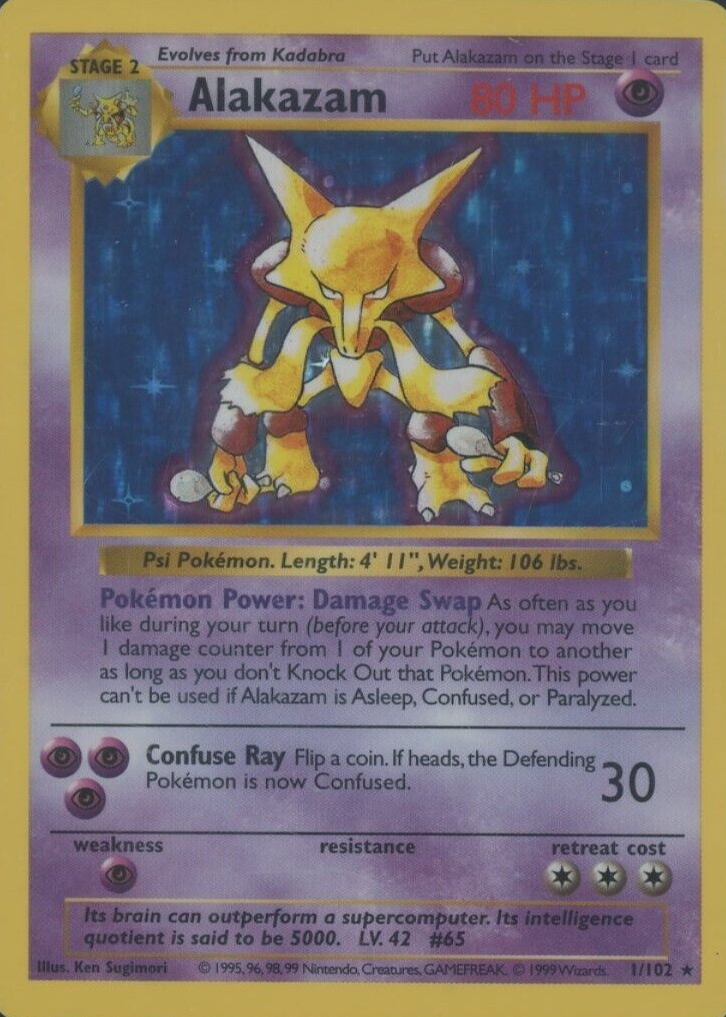 Alakazam 1999 Pokemon Game #1 Shadowless Holo Price Guide - Sports