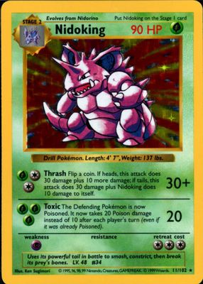 1999 Pokemon Game #11 Shadowless Holo