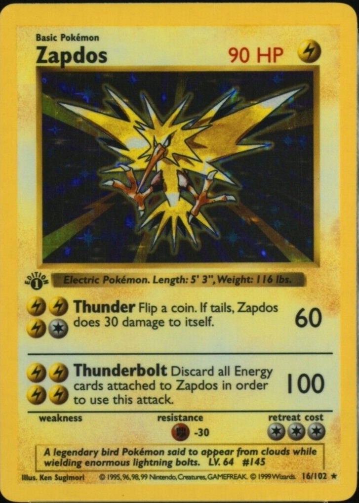 PSA2 サンダー 英語版　1999 Zapdos 1st Edition Zapdos 1999 Pokemon Game #16 1st Edition Holo Price Guide