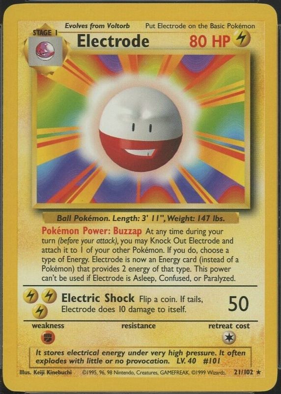 Electrode 1999 Pokemon Game #21 Unlimited BGS 8.5