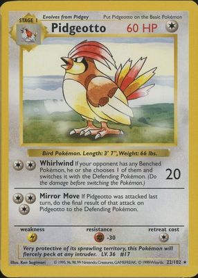 Pidgeotto 1996 Japanese Base Set #17 Base Price Guide