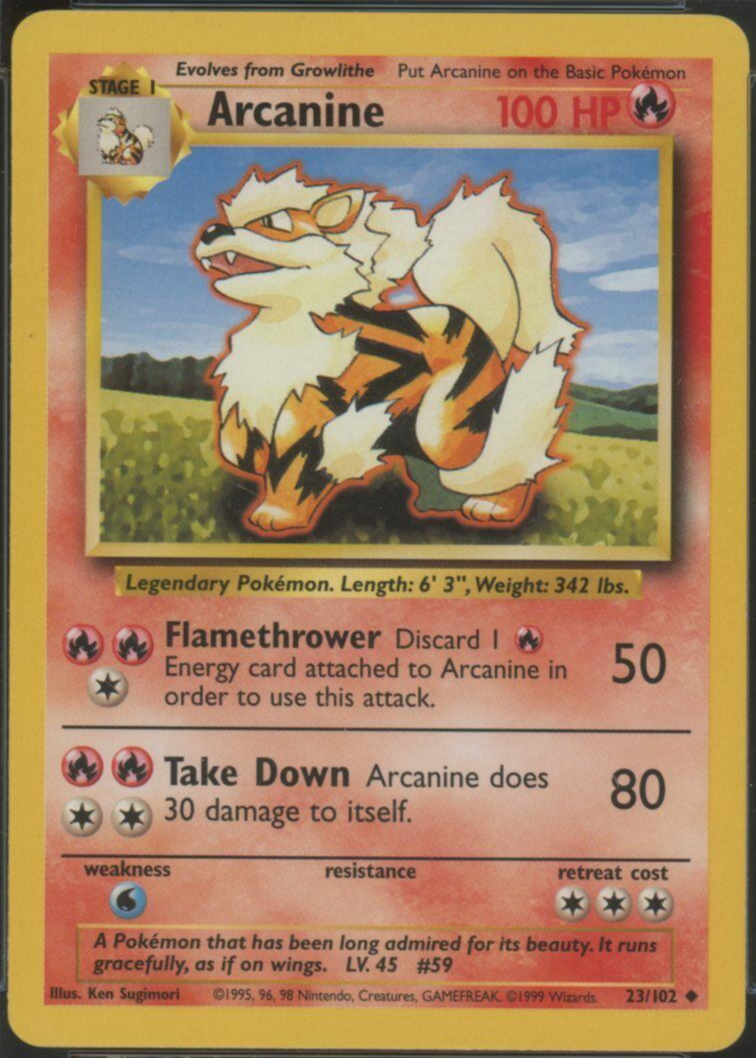 Arcanine 1999 Pokemon Game #23 Unlimited Price Guide - Sports Card Investor