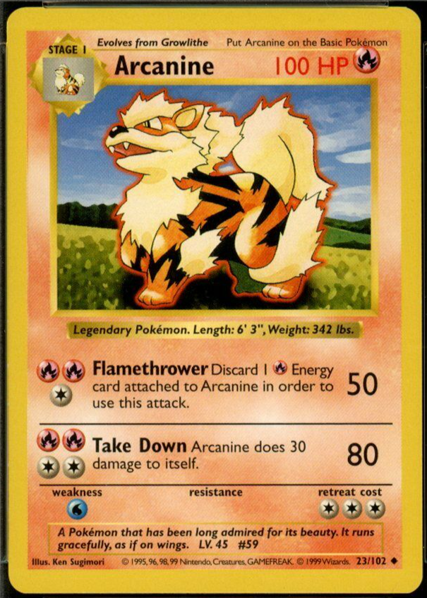 Arcanine 1999 Pokemon Game #23 Shadowless Price Guide - Sports