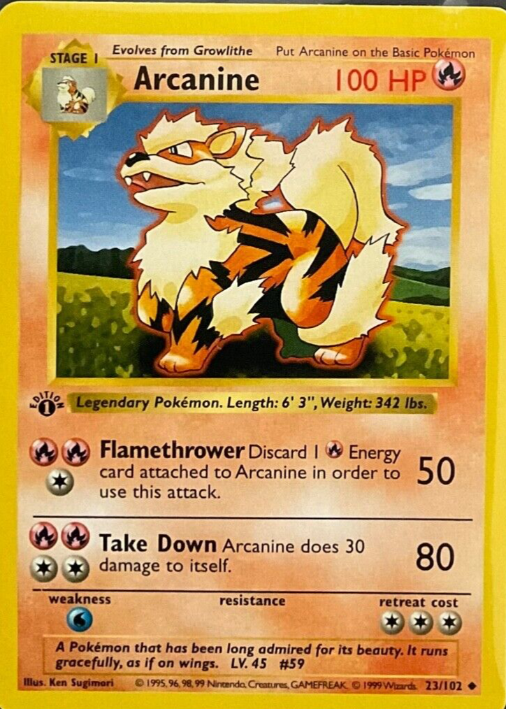 Arcanine 1999 Pokemon Game #23 1st Edition Price Guide - Sports