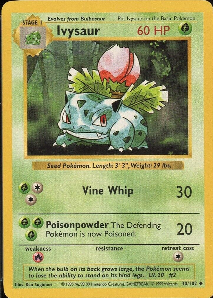 Ivysaur 1999 Pokemon Game #30 Shadowless Price Guide - Sports Card Investor