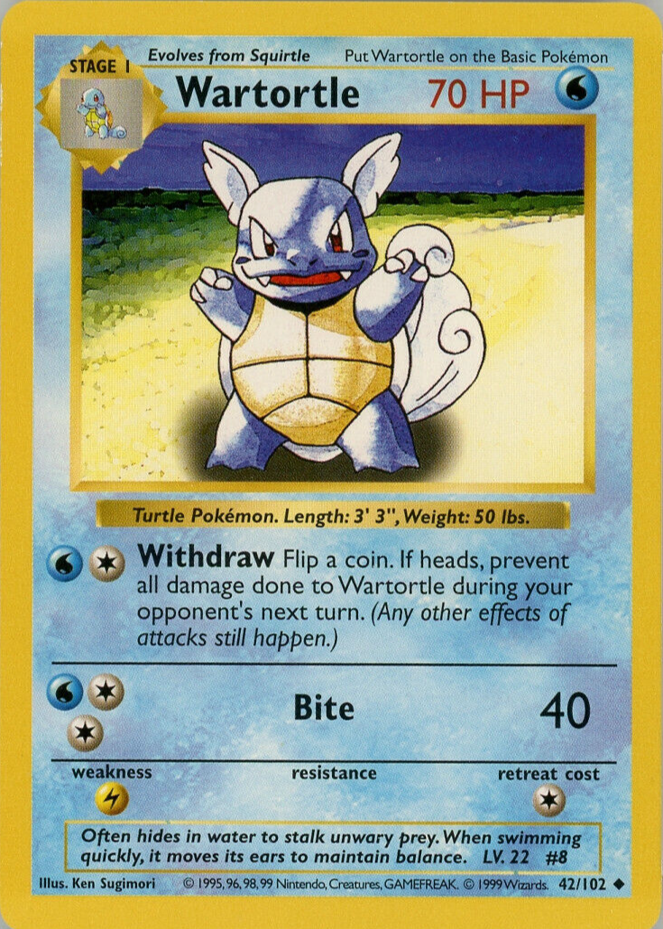 Wartortle 1999 Pokemon Game #42 Shadowless Price Guide - Sports