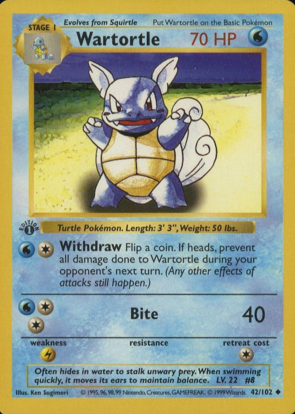 Wartortle 1999 Pokemon Game #42 1st Edition Price Guide - Sports