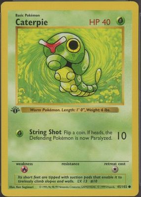 PSA9 キャタピー 旧裏　初版 マークなし 1996 Caterpie 第1弾 PSA9 キャタピー 旧裏 初版 マークなし 1996 Caterpie 第1弾