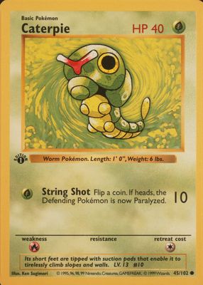 PSA9 キャタピー 旧裏　初版 マークなし 1996 Caterpie 第1弾 PSA9 キャタピー 旧裏 初版 マークなし 1996 Caterpie 第1弾