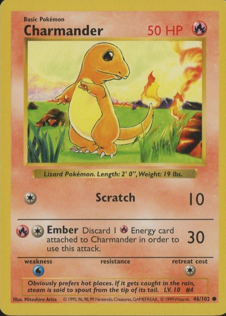 ポケモンカードゲーム PSA9 Charmander Shadowless 1999 Charmander 1999 Pokemon Game #46 Shadowless Price Guide - Sports