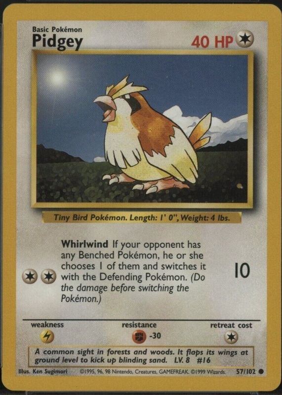 Pidgey 1999 Pokemon Game #57 Unlimited PSA 10