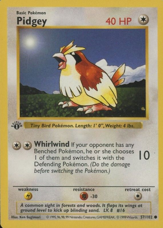 Pidgey 1999 Pokemon Game #57 1st Edition PSA 10