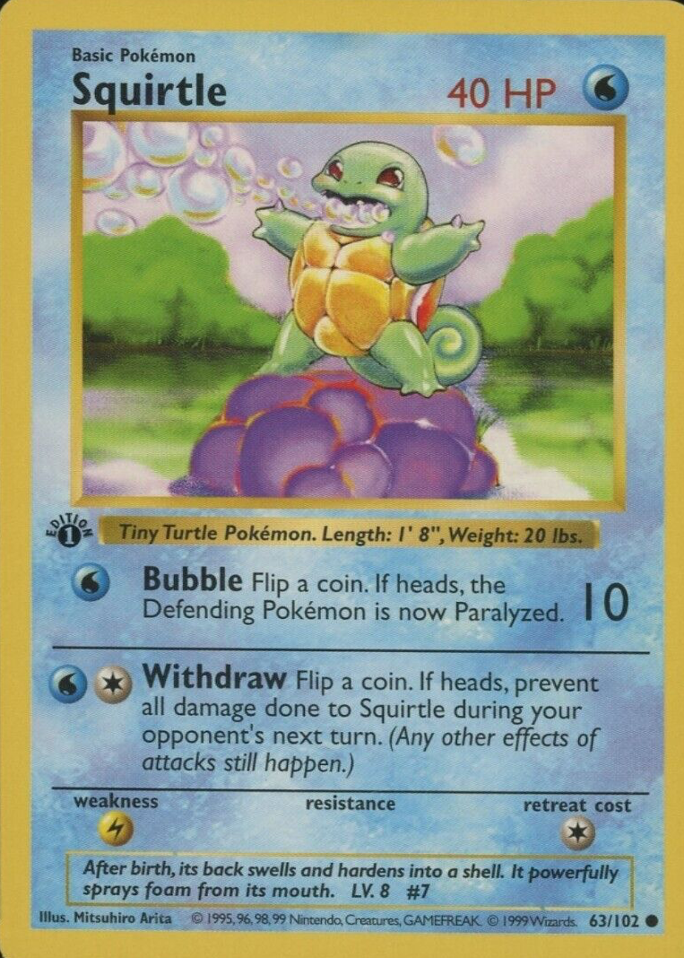 Squirtle 1999 Pokemon Game #63 1st Edition Price Guide - Sports Card  Investor
