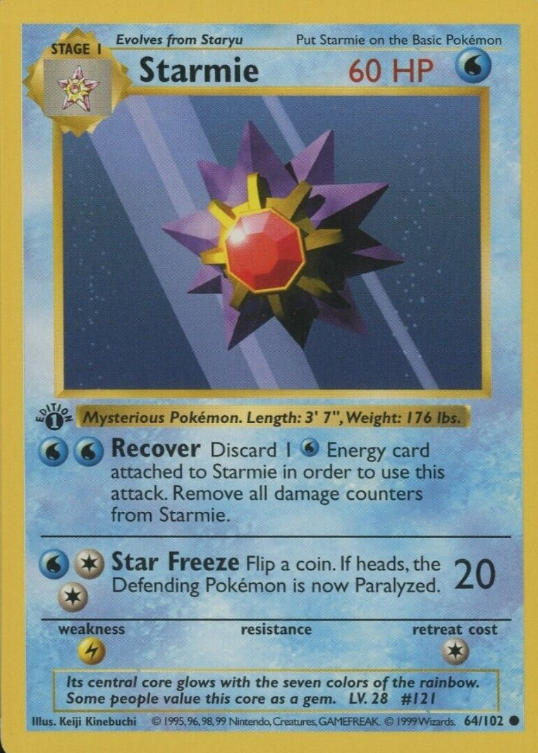 1995 starmie pokemon card value Mega ex - 111/080 - M3: Nihil Zero Metal Rarity Starmie Pokmon Card for Sale