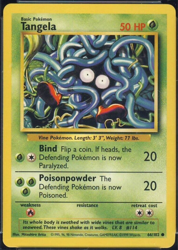 1999 tangela pokemon card value Tangela 1999 Pokemon Game #66 Unlimited Price Guide