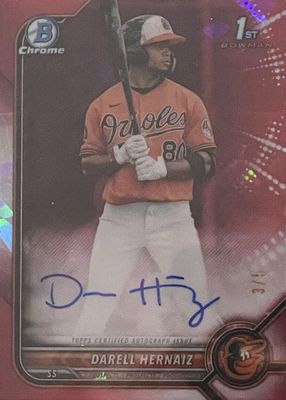 2022 Bowman Sapphire Edition #BSPA-DHZ Chrome Prospect Auto - Red /5 (1st)
