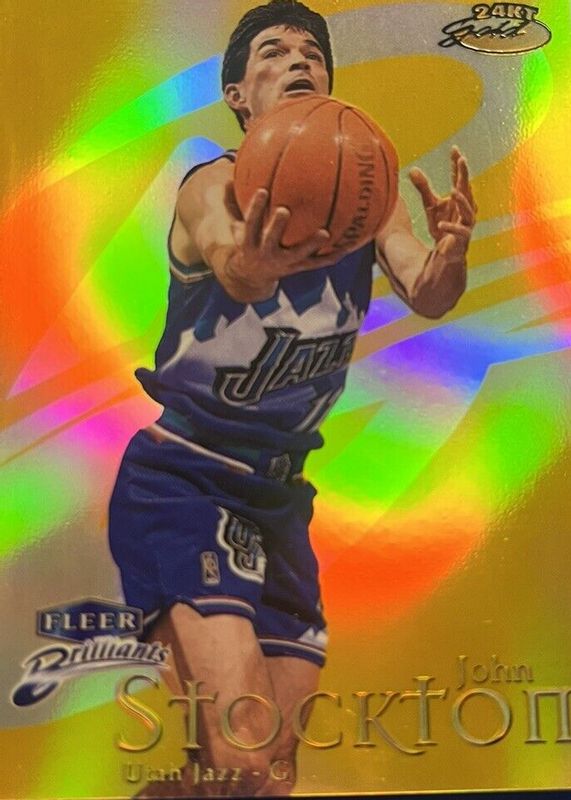 John Stockton 1998 Fleer Brilliants #99TG 24-Karat Gold /24 PSA 9