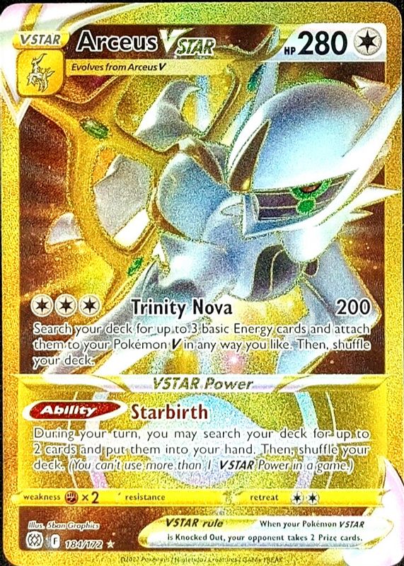 Arceus VSTAR 2022 Sword & Shield: Brilliant Stars #184/172 Holo (Secret) SGC 10