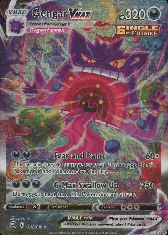 Gengar VMAX 2021 Sword & Shield: Fusion Strike #271/264 Holo (Alternate Art Secret)