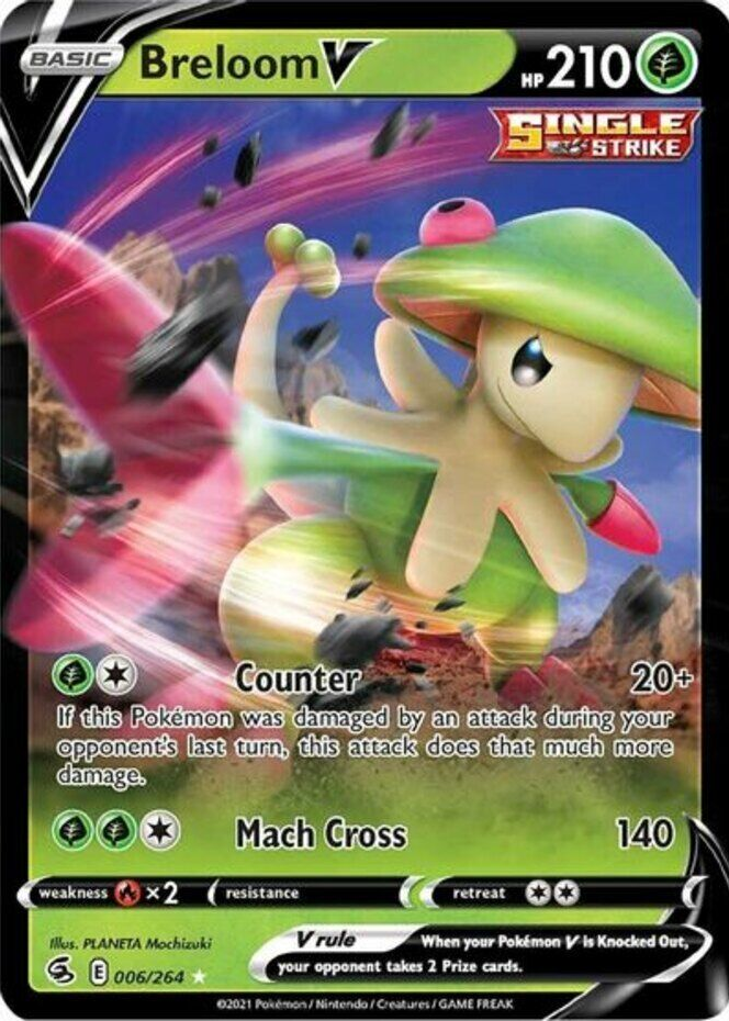 Breloom V 2021 Sword & Shield: Fusion Strike #006/264 Holo Price 