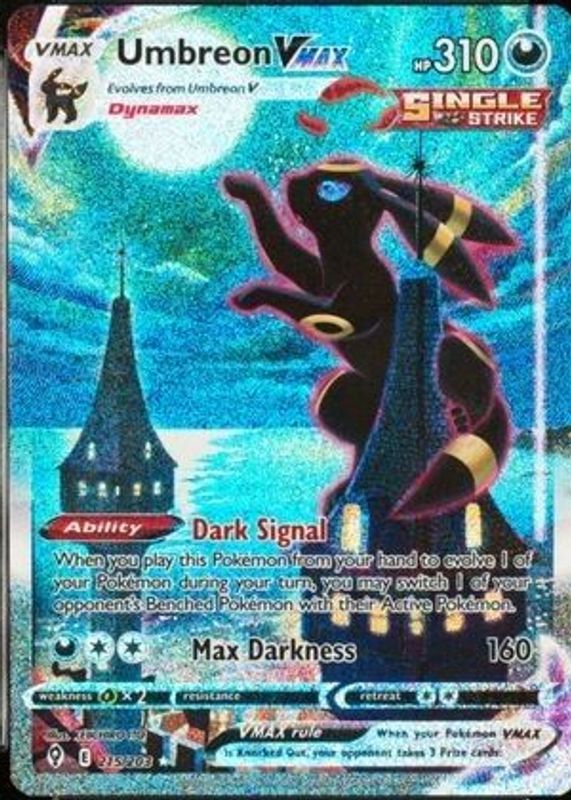 Umbreon VMAX 2021 Sword & Shield: Evolving Skies #215/203 Holo (Alternate Art Secret) SGC 9.5