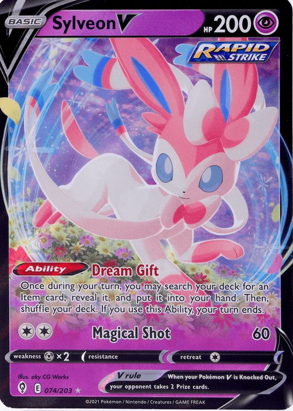 Sylveon V 2021 Sword & Shield: Evolving Skies #074/203 Holo PSA 10