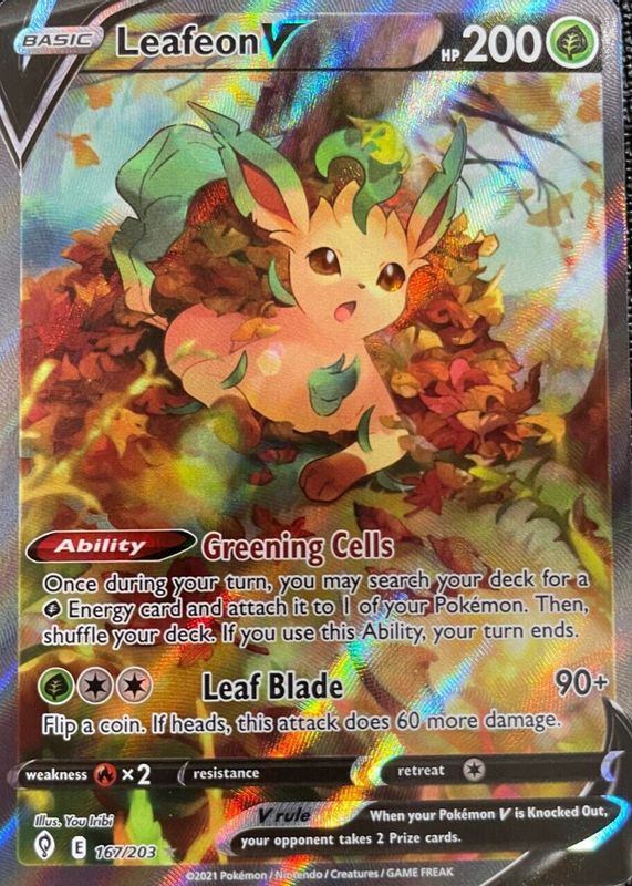 Leafeon V 2021 Sword & Shield: Evolving Skies #167/203 Holo (Alternate Full Art) CGC 10