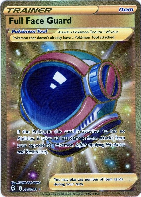 Full Face Guard 2021 Sword & Shield: Evolving Skies #231/203 Holo (Secret) SGC 10