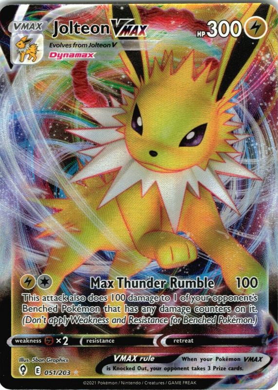 Jolteon VMAX 2021 Sword & Shield: Evolving Skies #051/203 Holo 