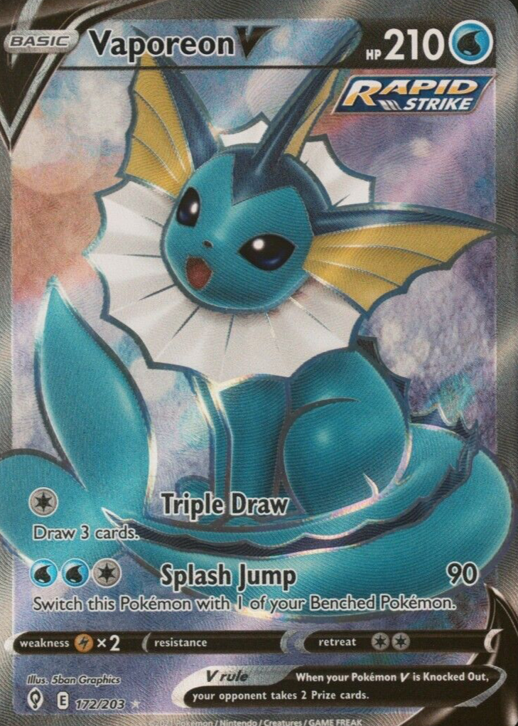 Vaporeon V 2021 Sword & Shield: Evolving Skies #172/203 Holo (Full Art)  Price Guide - Sports Card Investor