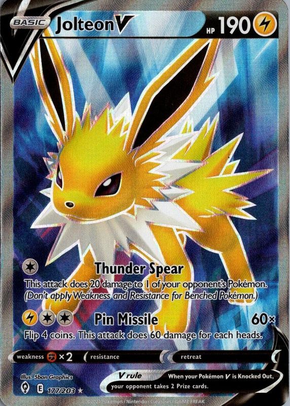 Jolteon V 2021 Sword & Shield: Evolving Skies #177/203 Holo (Full Art) PSA 9