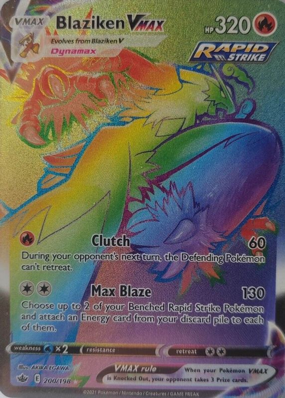 Blaziken VMAX 2021 Sword & Shield: Chilling Reign #200/198 Holo (Secret) SGC 9.5