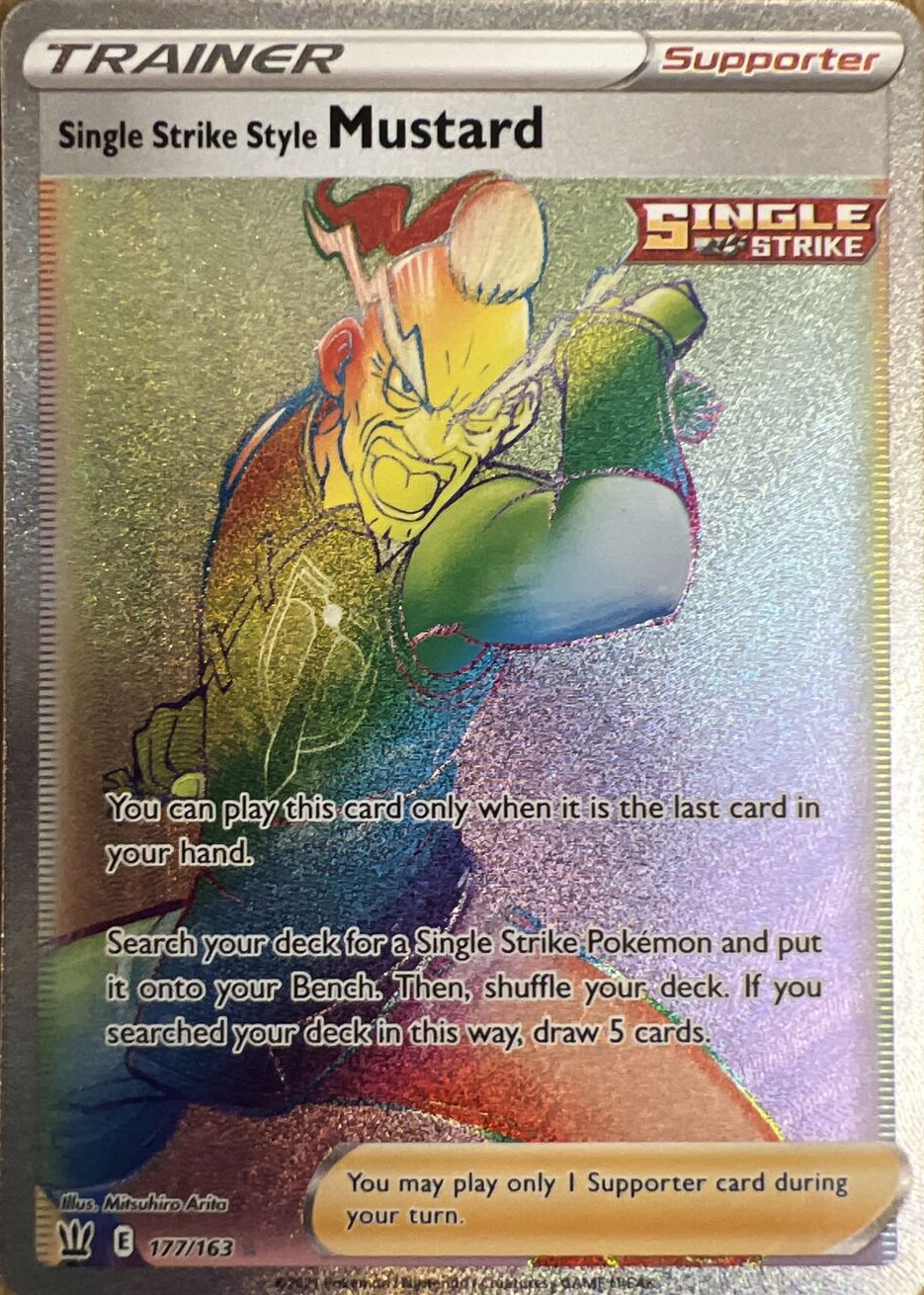 mustard pokemon card Pokmon Battle Styles Rapid Strike Style #176| The TCG Realm draw 5 cards. Single Strike Style Mustard Pokemon