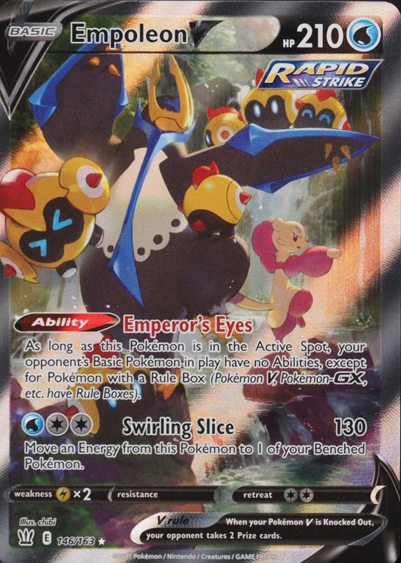 thumbnail image 2 of Empoleon V 040/163 Full Art Ultra Rare – Battle Styles – Pokemon Card TCG, Near Mint Condition 2 of 6