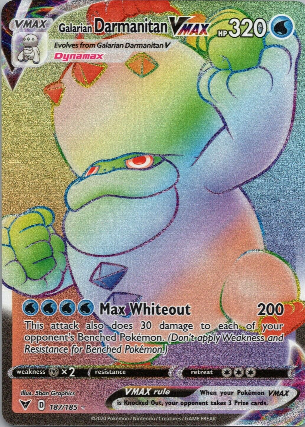Galarian Darmanitan VMAX 2020 Sword & Shield: Vivid Voltage #187/185 Holo  (Secret) Price Guide - Sports Card Investor