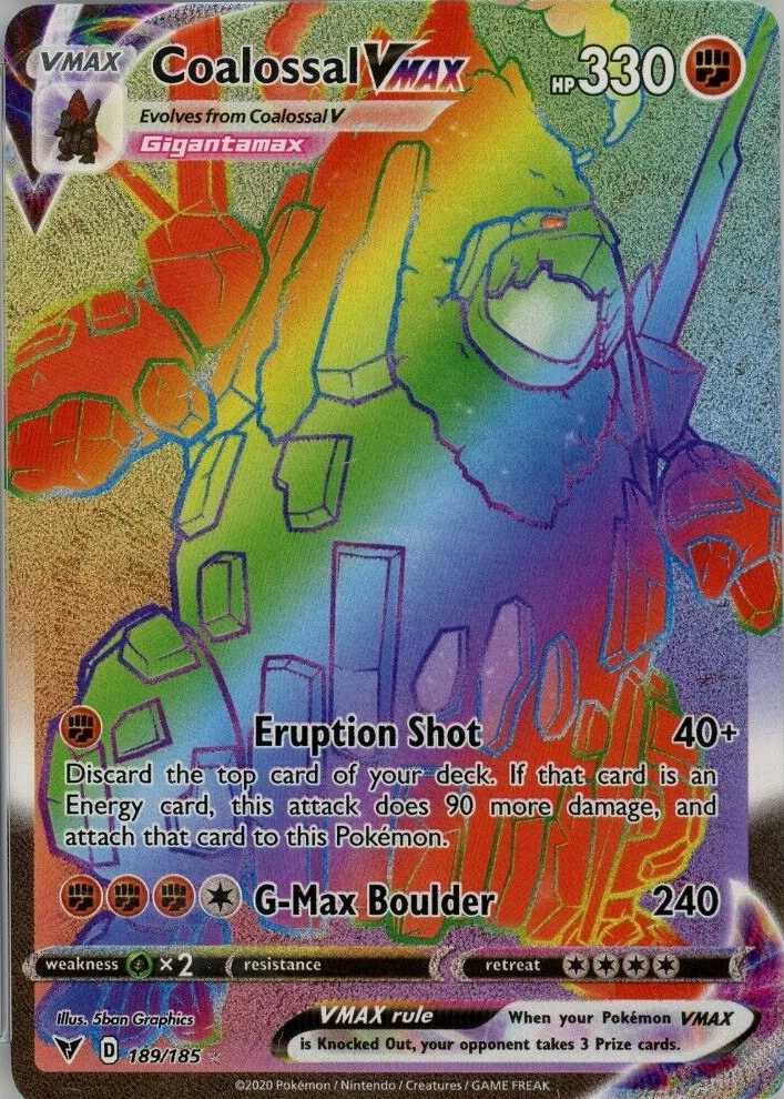 coalossal pokemon card value VMAX - Vivid Voltage Pokmon 099/185 Fighting HP Coalossal (Mega Rising #147/331, 3-Diamonds)