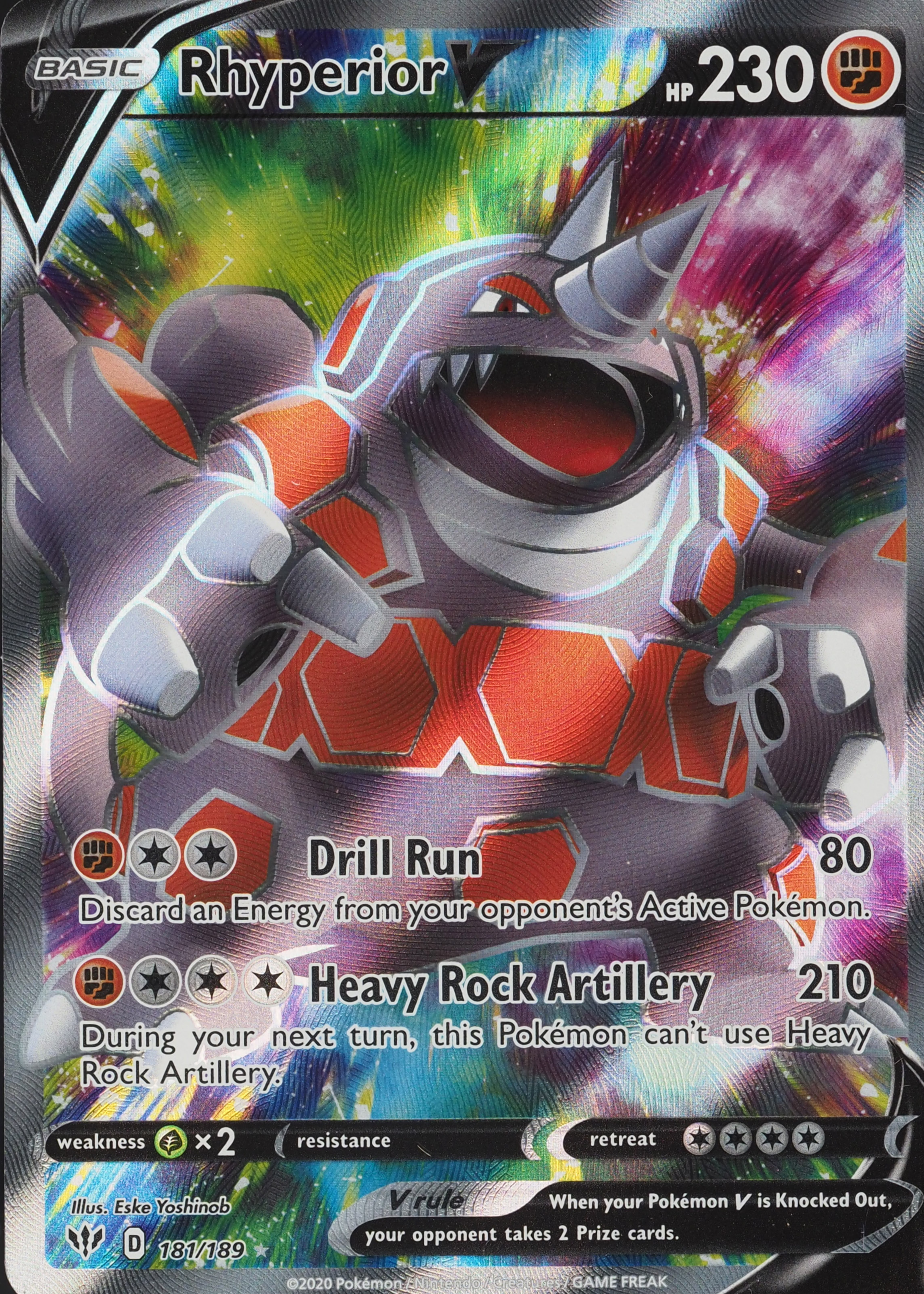 Rhyperior V 2020 Sword & Shield: Darkness Ablaze #181/189 Holo