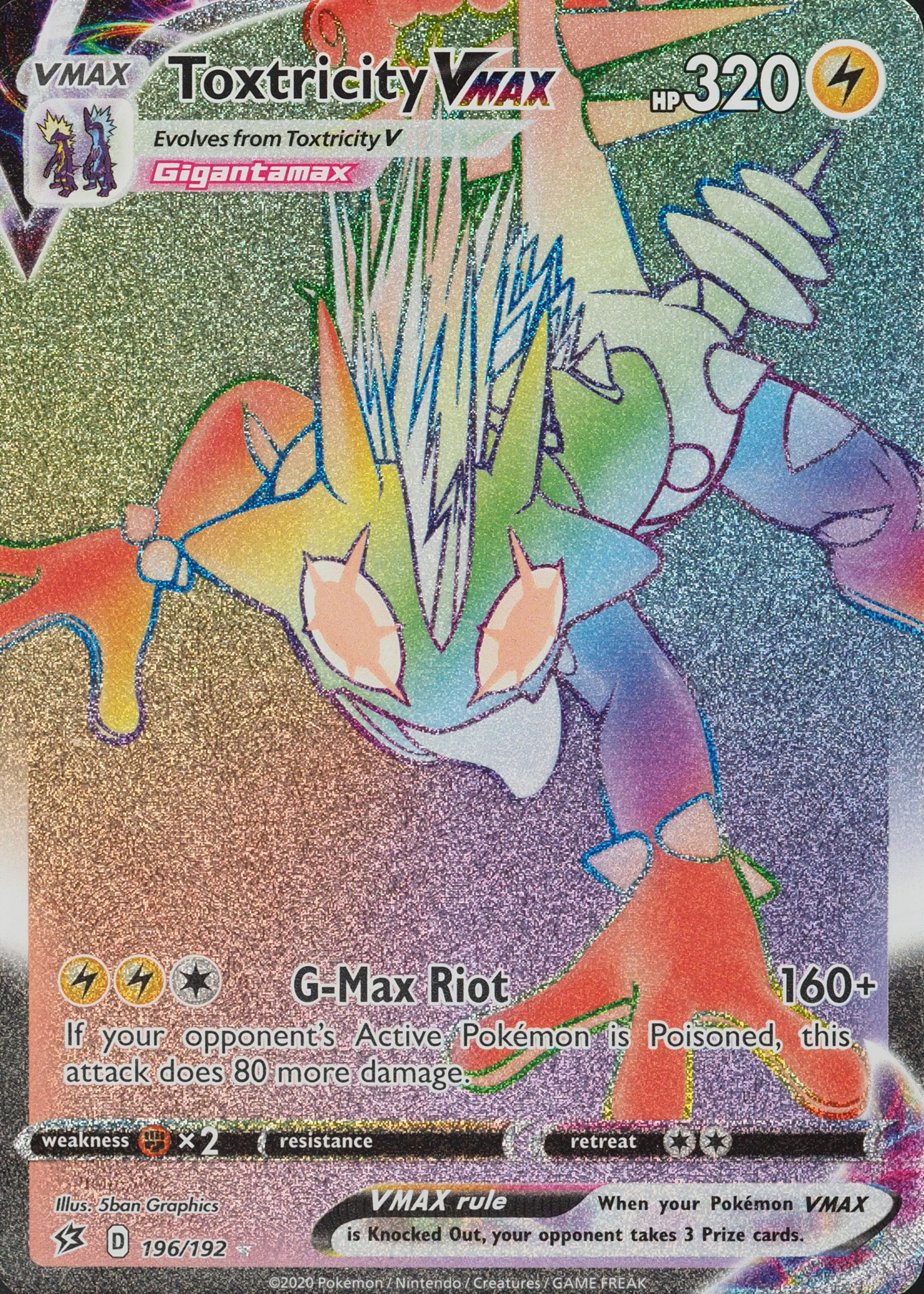 gigantamax toxtricity pokemon card Toxtricity VMAX 2020 Sword & Shield: Rebel Clash #196/192 Holo (Secret)  Price Guide