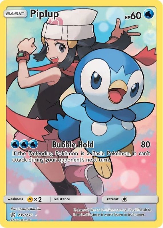 Piplup 2019 Sun & Moon: Cosmic Eclipse #239/236 Holo (Secret) RAW TCG (NEAR MINT)