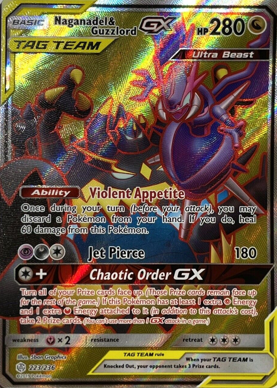 Naganadel & Guzzlord GX 158/236 Ultra Rare Pokemon Card - Cosmic Eclipse  Full Art