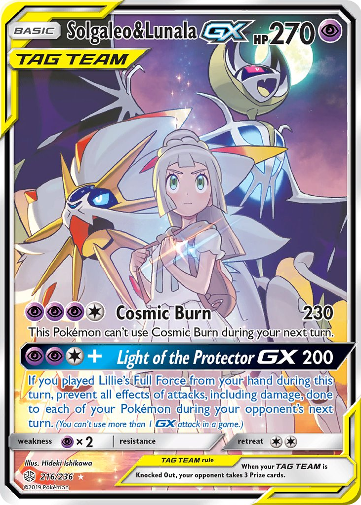 Solgaleo & Lunala GX 2019 Sun & Moon: Cosmic Eclipse #216/236 Holo
